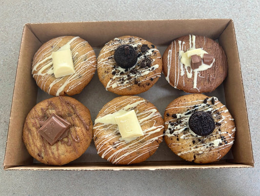 6 pack loaded cookies box - Baldivis baked - Get Loaded Desserts Perth delivery